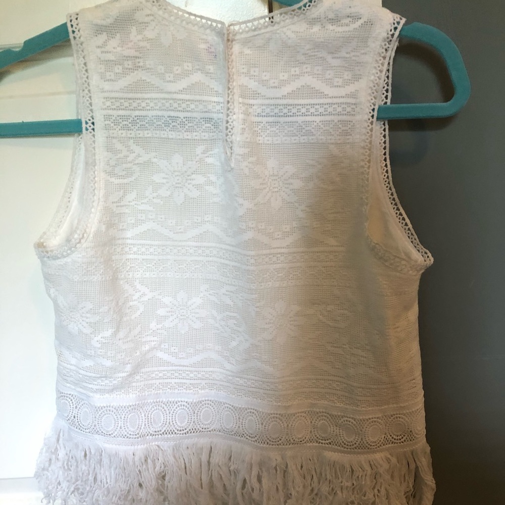White Chelsea & Violet Lace and Fringe Top
